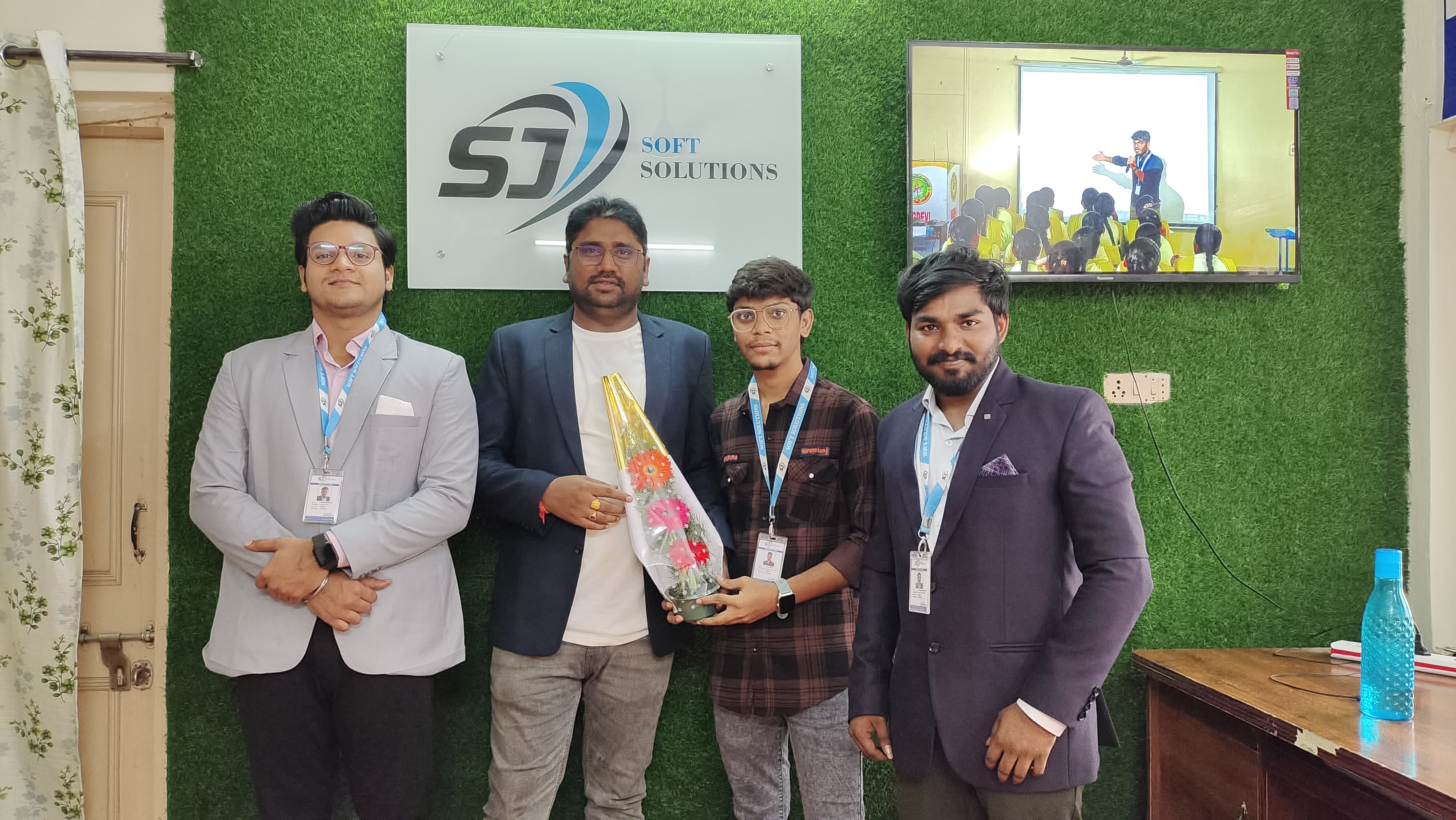 Award ceremony with floral presentation